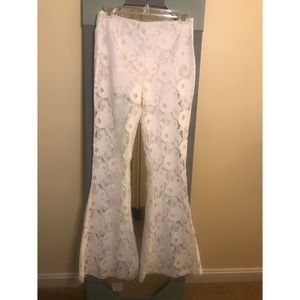 Flare Mesh Flower Print Pants